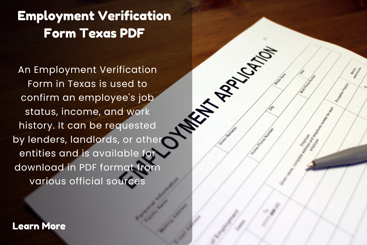 Complete Guide to the Employment Verification Form Texas PDF